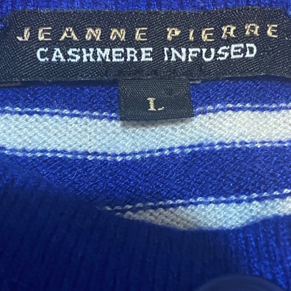 Jeanne Pierre cashmere blend nautical stripes boatneck sweater. Sz. L - Picture 11 of 14